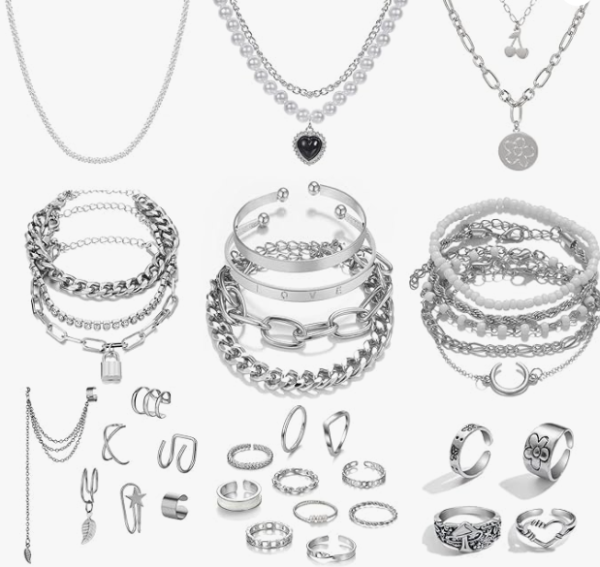 IFKM 36 PCS Silver Plated Jewelry Set, 7 PCS Set