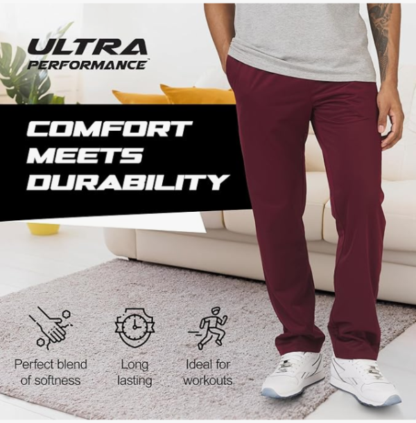 Ultra Performance 3 Pack Mens Athletic Open Bottom Sweatpants - Image 2